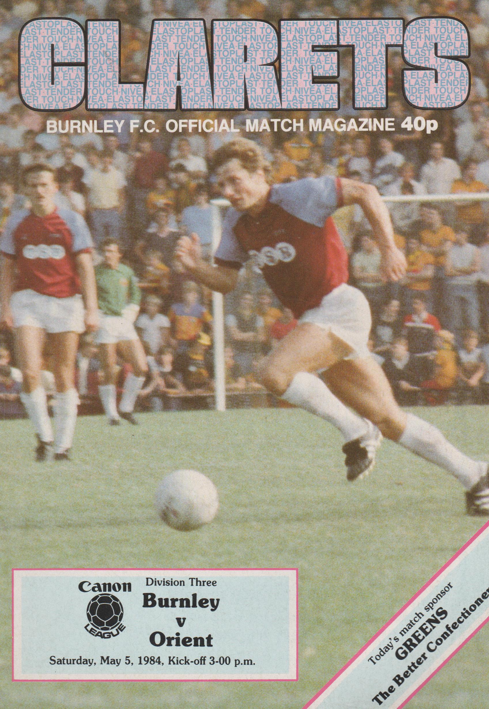 Burnley V Leyton Orient 05 May 1984 ProgrammeCollector Net