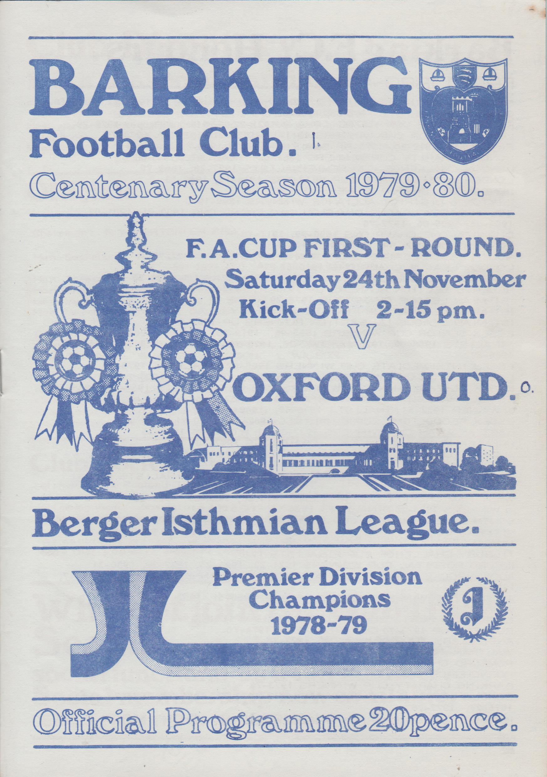 Barking v Oxford United 24-Nov-1979 - ProgrammeCollector.Net