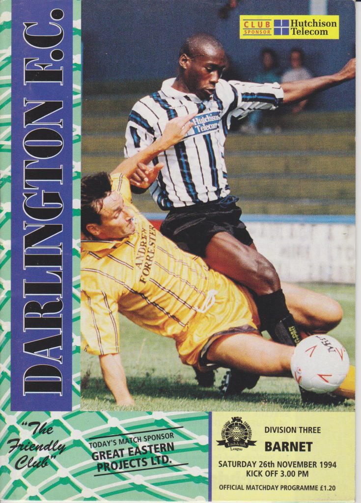 Darlington v Barnet 26-Nov-1994 - ProgrammeCollector.Net