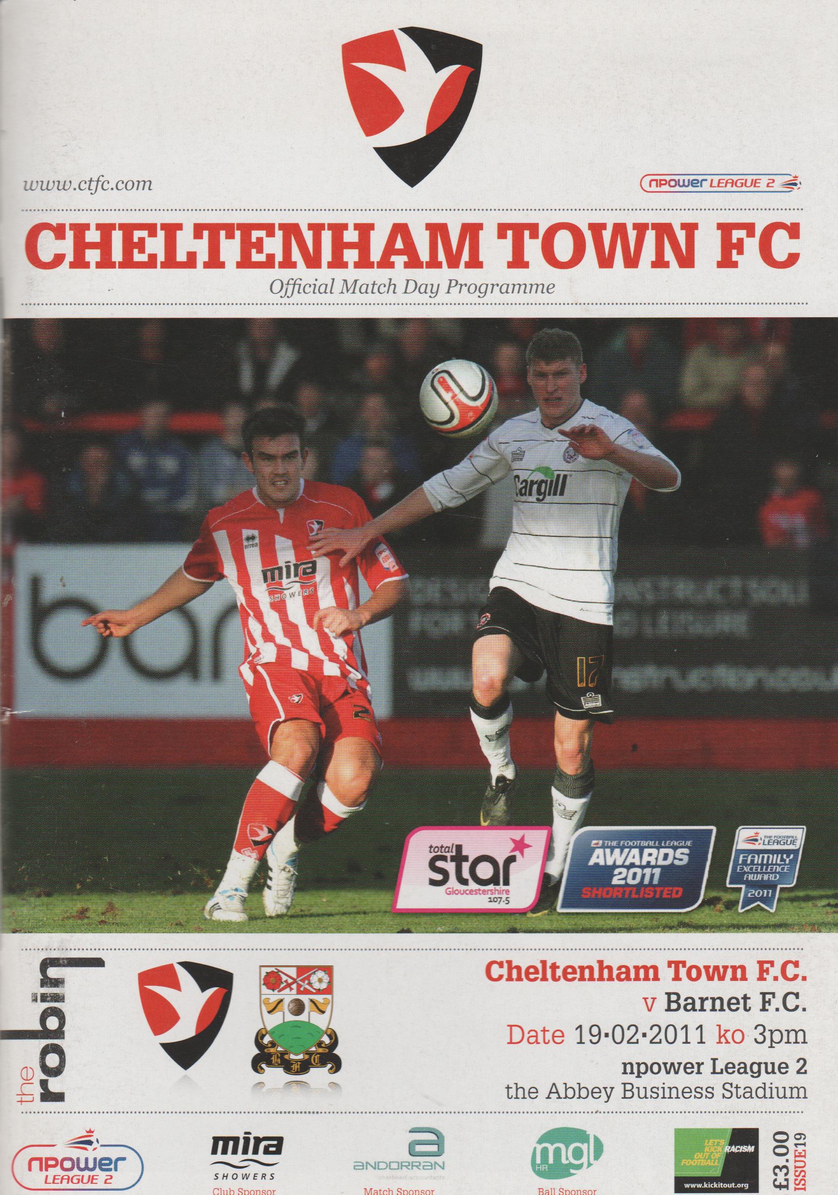 Cheltenham Town V Barnet 19-Feb-2011 - ProgrammeCollector.Net