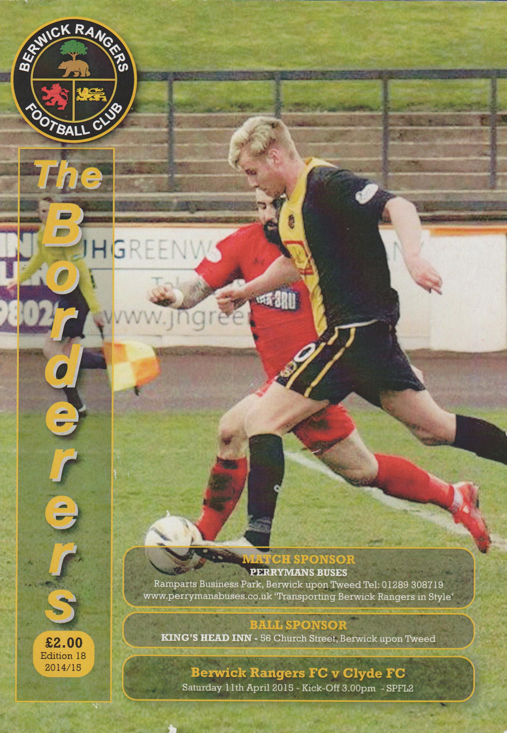 Berwick Rangers v Clyde 11-Apr-2015 - ProgrammeCollector.Net