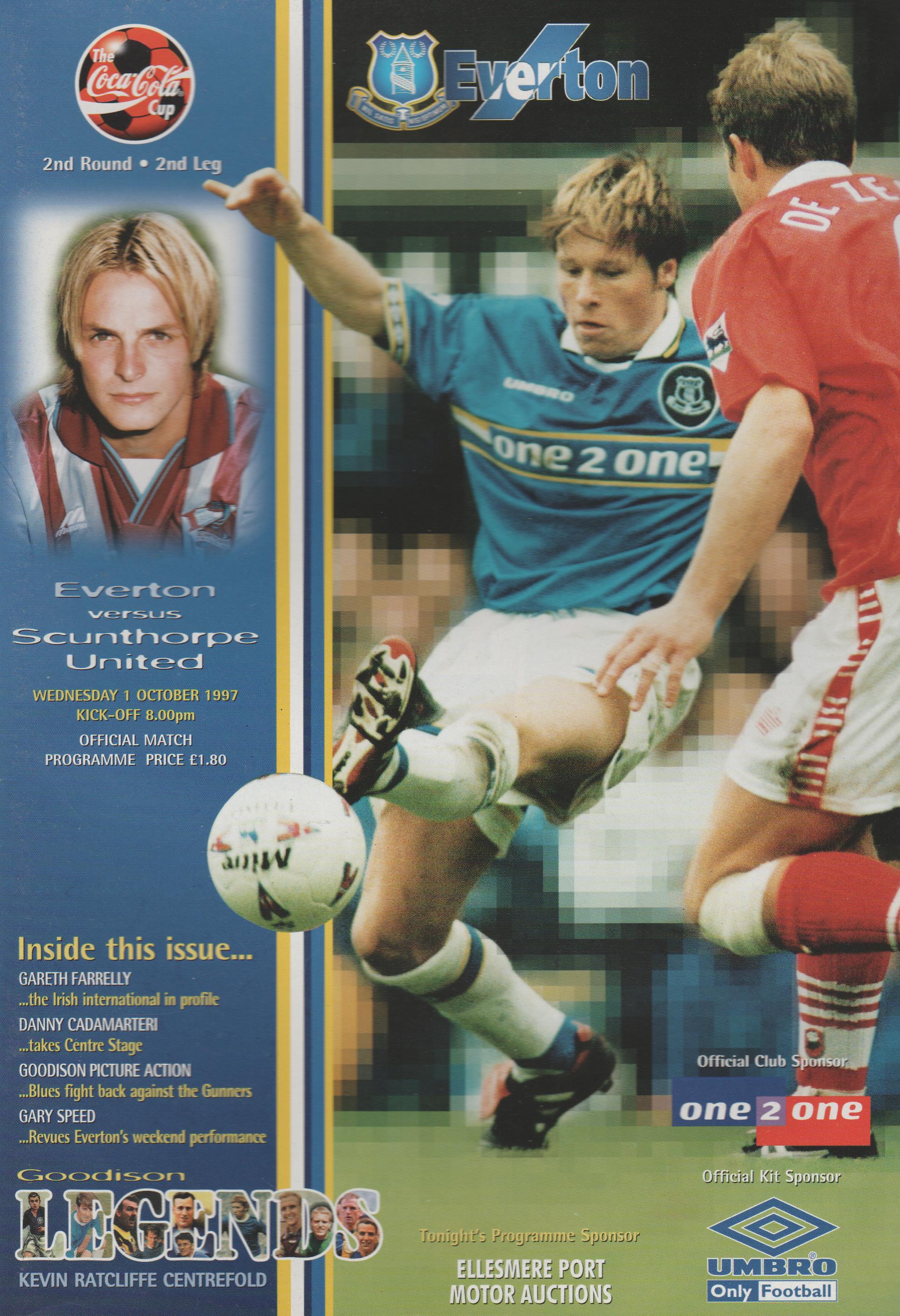 Everton v Scunthorpe United 01-Oct-1997 - ProgrammeCollector.Net