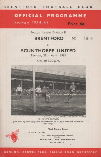 Brentford v Scunthorpe United 27-Apr-1965