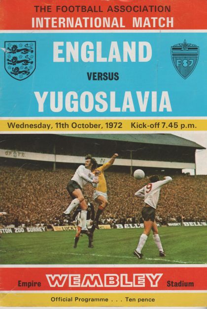 England v Yugoslavia  11-Oct-1972