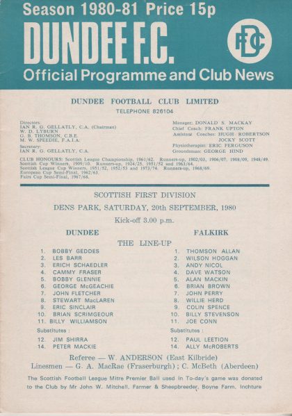 Dundee v Falkirk 20-Sep-1980