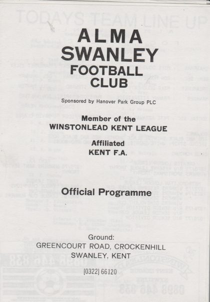 Alma Swanley v Charlton Athletic  05-Aug-1992