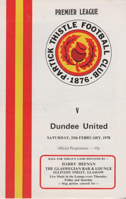 Partick Thistle v Dundee United 25-Feb-1978