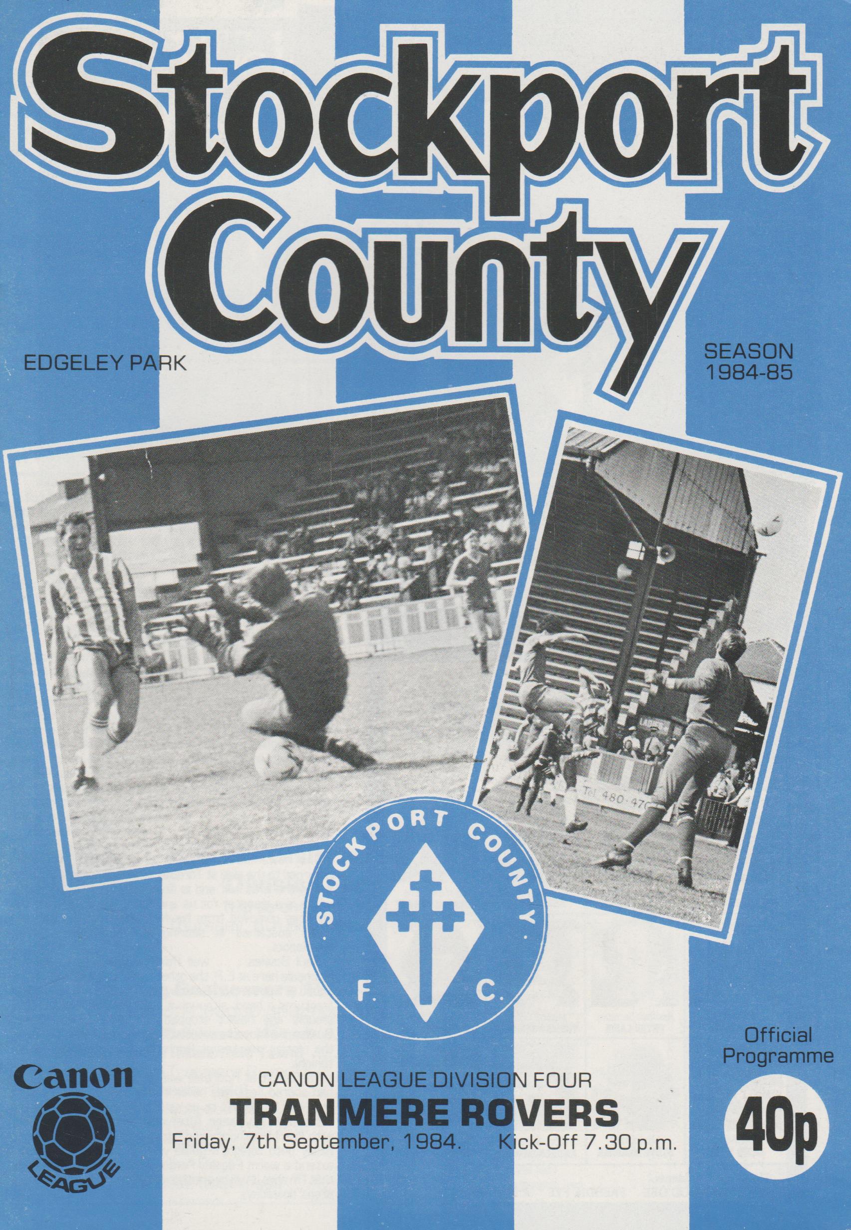 Stockport County v Tranmere Rovers 07-Sep-1984 - ProgrammeCollector.Net