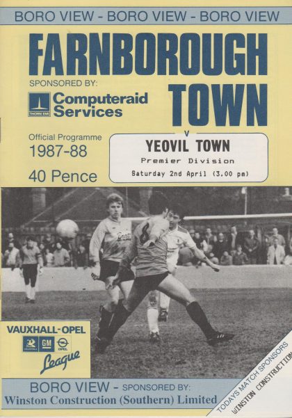 Farnborough Town v Yeovil Town 02-Apr-1988