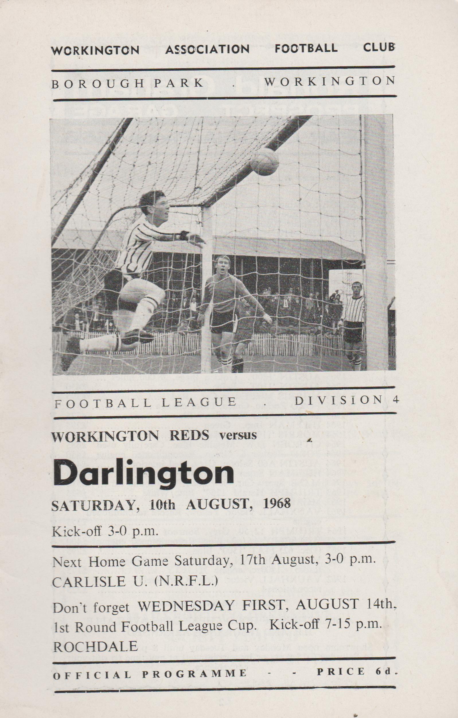 Workington v Darlington 10-Aug-1968 - ProgrammeCollector.Net