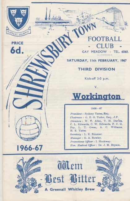 Shrewsbury Town v Workington 11-Feb-1967 - ProgrammeCollector.Net