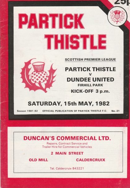 Partick Thistle v Dundee United 15-May-1982