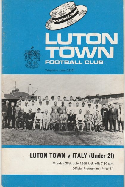 Luton Town v Italy u21 28-Jul-1969