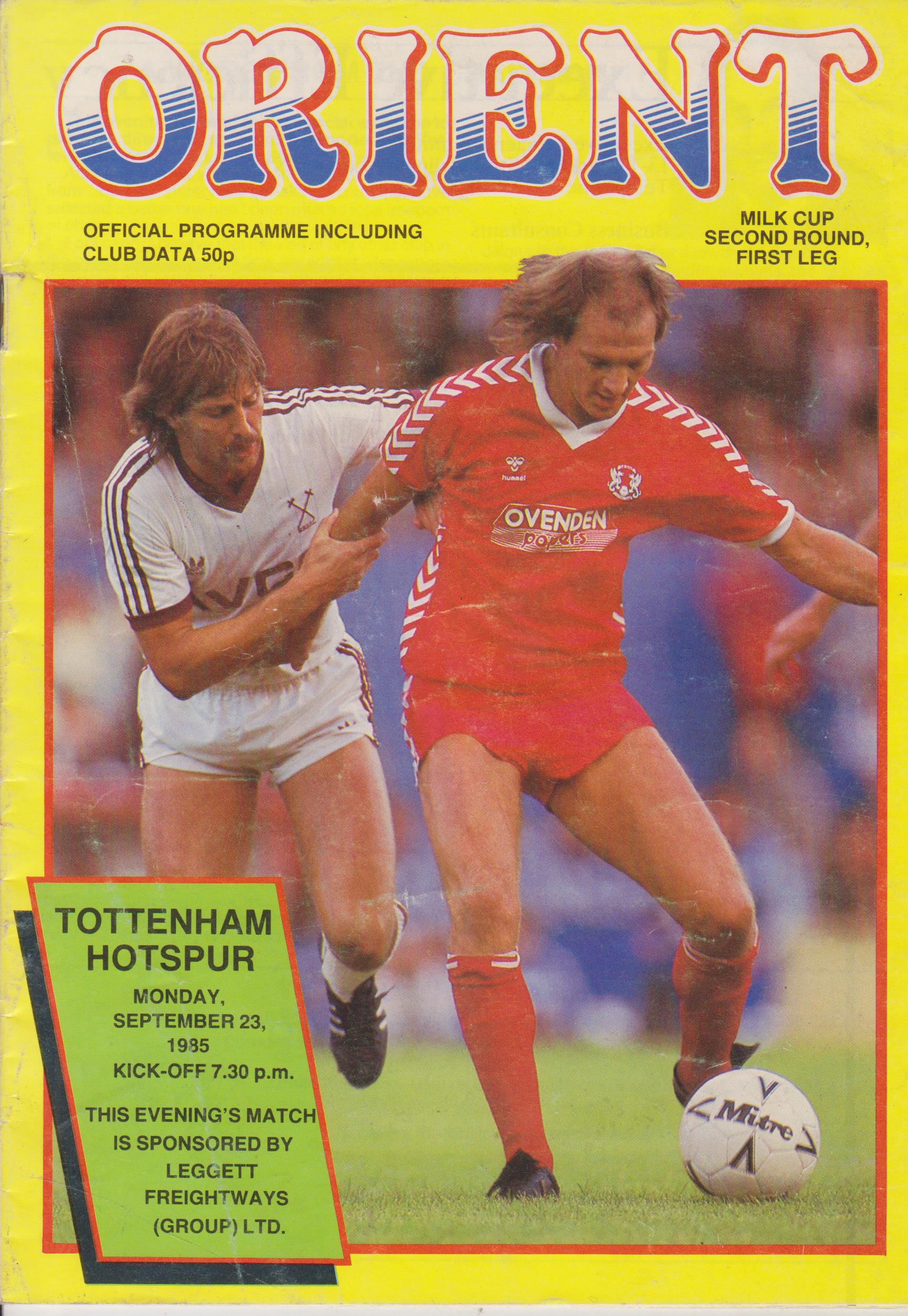 Leyton Orient v Tottenham Hotspur 23Sep1985