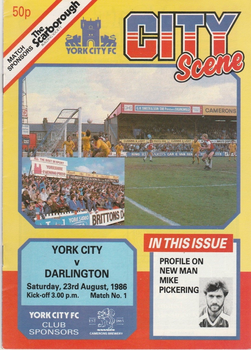 York City V Darlington 23-aug-1986 - Programmecollector.net