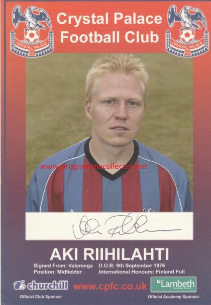 Aki Riihilahti signed photocard