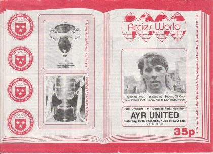 Hamilton Academicals v Ayr United  29-Dec-1984