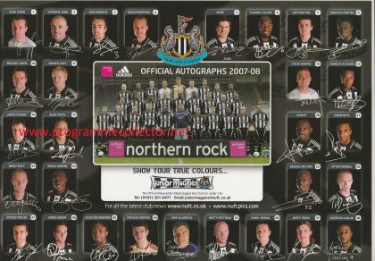 Newcastle United 2007-08 autographed sheet