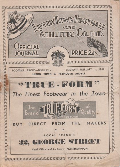 Luton Town v Plymouth Argyle  01-Feb-1947