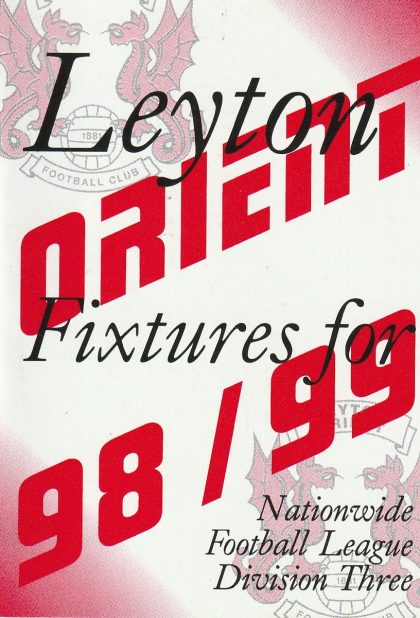 Leyton Orient Fixture card 1998-99