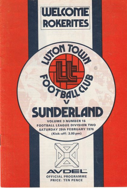 Luton Town v Sunderland 28-Feb-1976