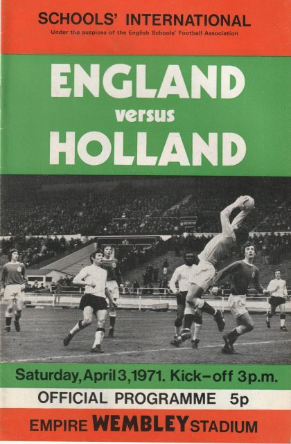 England Schoolboys v Holland Schoolboys 03-Apr-1971