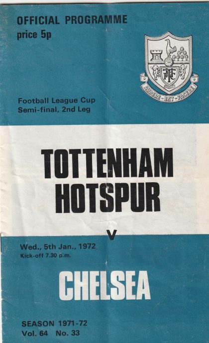 Tottenham Hotspur v Chelsea  05-Jan-1972