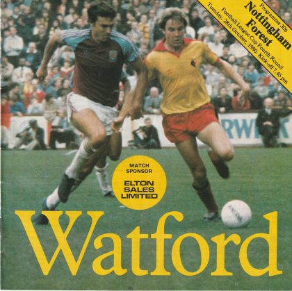 Watford v Nottingham Forest 28-Oct-1980