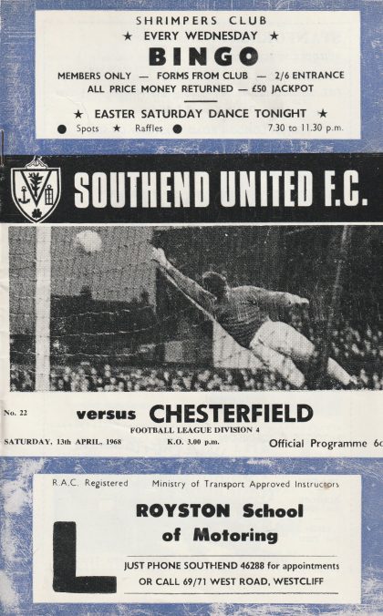 Southend United v Chesterfield   13-Apr-1968