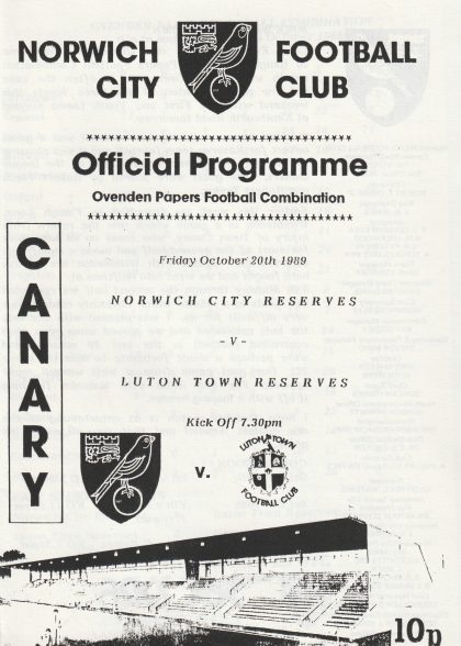 Norwich City Reserves v Luton Town Reserves  20-Oct-1989