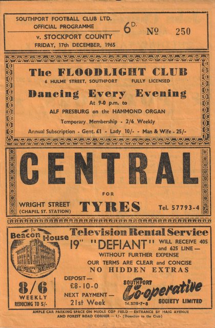 Southport v Stockport County 17-Dec-1965