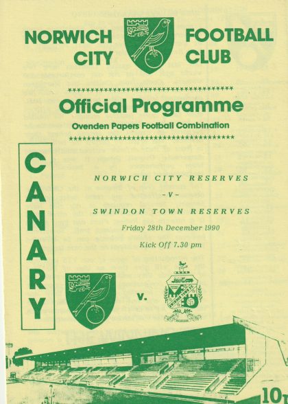 Norwich City Reserves v Swindon Town Reserves  28-Dec-1990