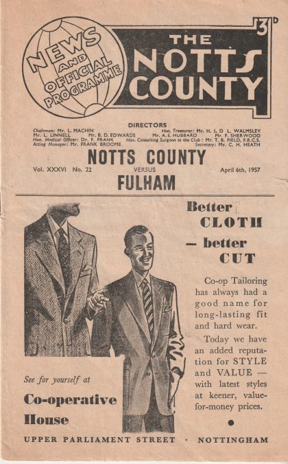 Notts County v Fulham 06-Apr-1957