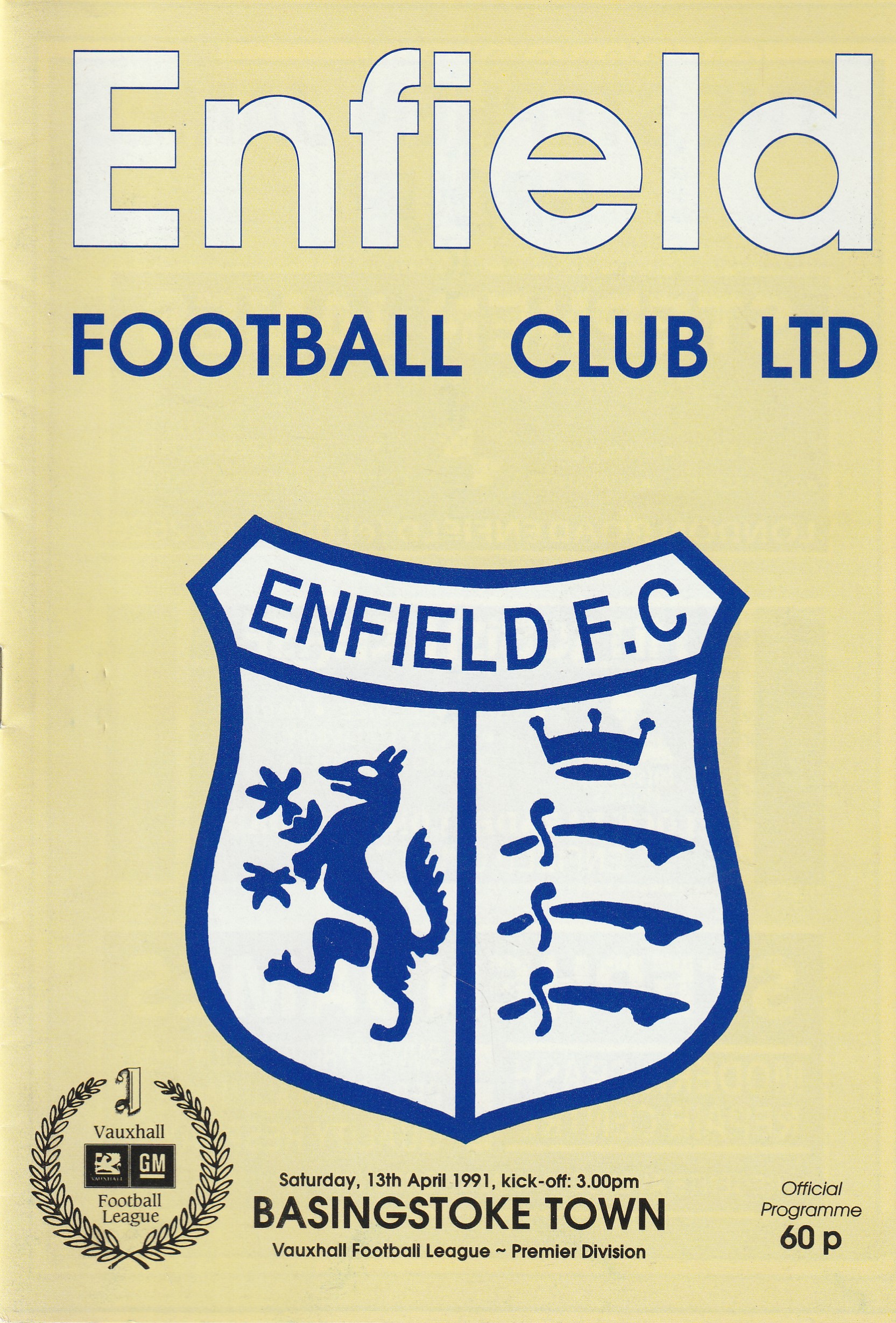 Enfield v Basingstoke Town 13-Apr-1991 - ProgrammeCollector.Net