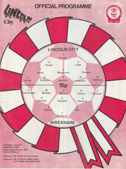 Lincoln City v Wrexham 24-Feb-1978